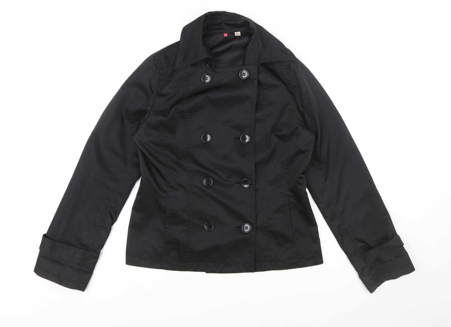 Uniqlo Women Black L Pea Coat Style Short Jacket Polyester