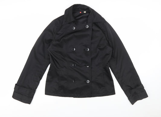 Uniqlo Women Black L Pea Coat Style Short Jacket Polyester