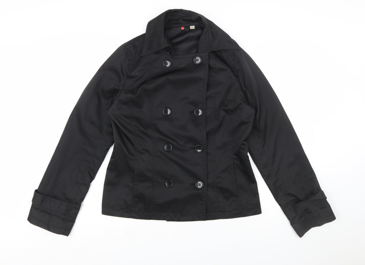 Uniqlo Women Black L Pea Coat Style Short Jacket Polyester