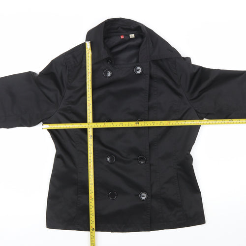 Uniqlo Women Black L Pea Coat Style Short Jacket Polyester