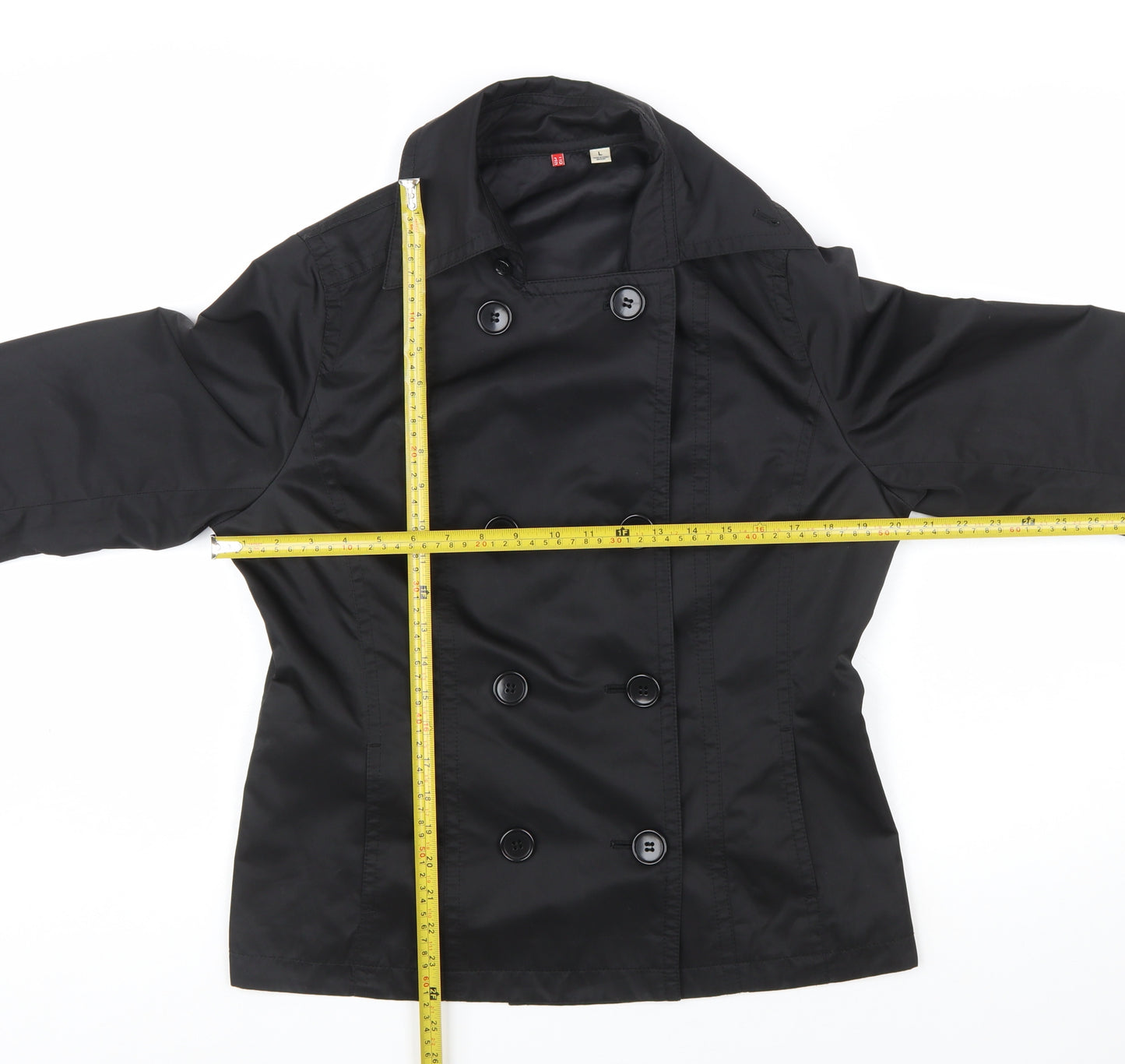 Uniqlo Women Black L Pea Coat Style Short Jacket Polyester