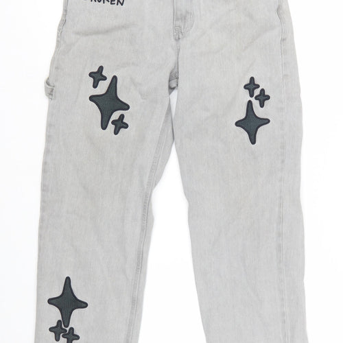 Broken Planet Market Grey Women's Straight Jeans W30 L30