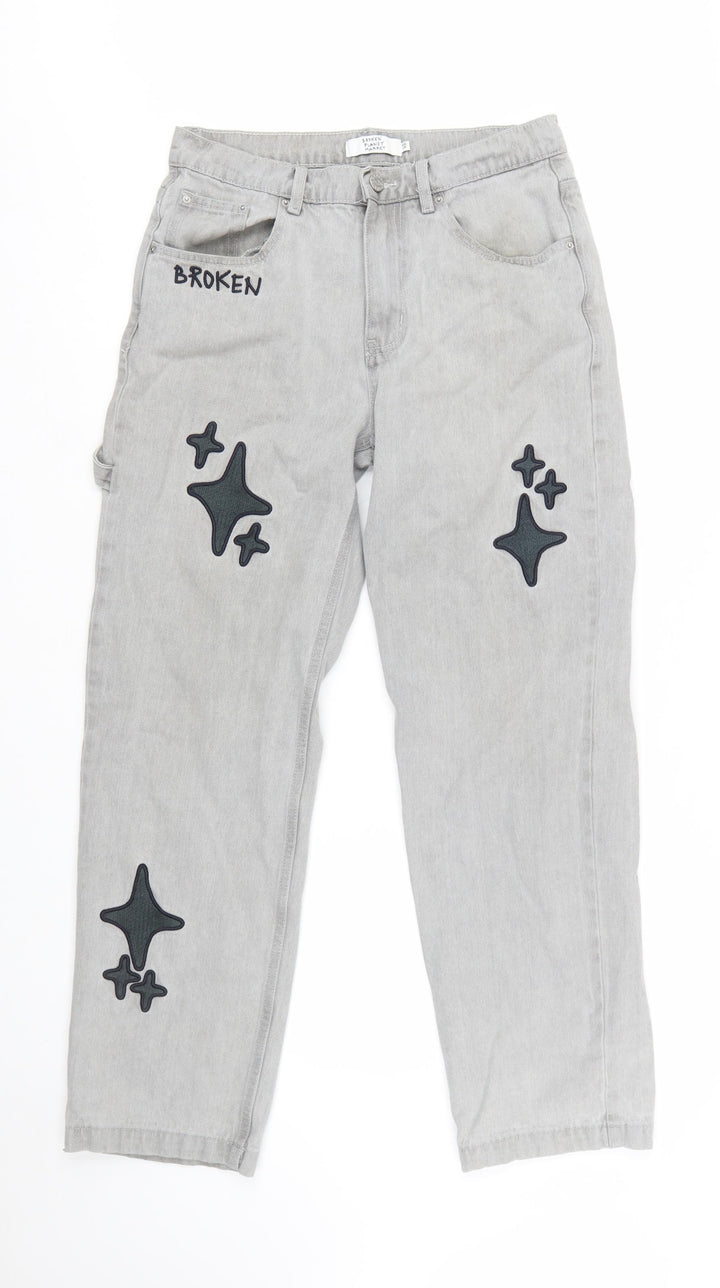 Broken Planet Market Grey Women's Straight Jeans W30 L30