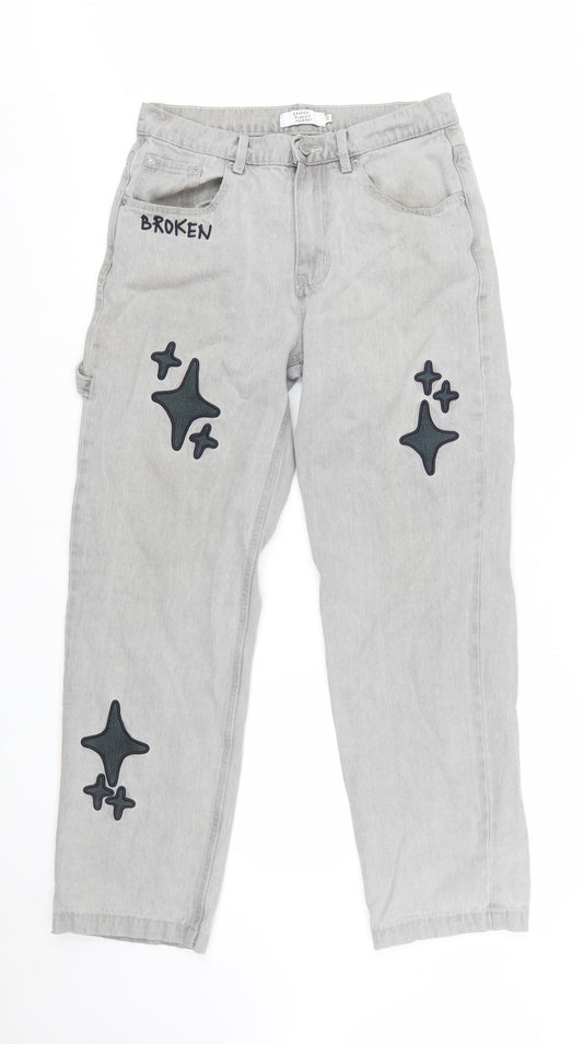 Broken Planet Market Grey Women's Straight Jeans W30 L30