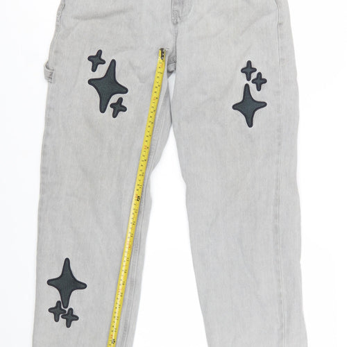 Broken Planet Market Grey Women's Straight Jeans W30 L30