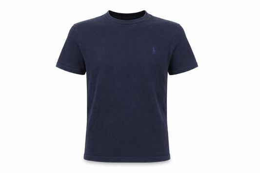 Front view of Polo Ralph Lauren Men's Navy Blue Cotton Crew Neck Slim Fit T-Shirt, size S