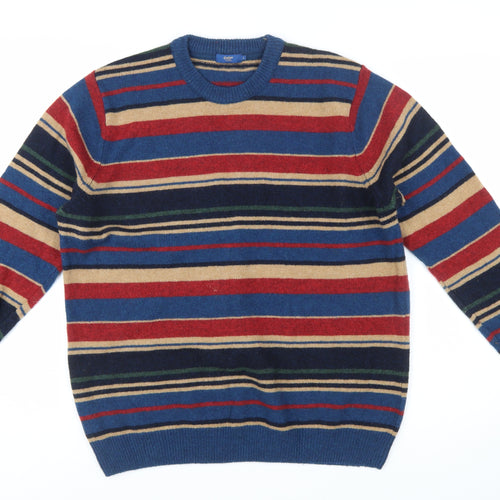 Cotton Traders Men's Multicoloured Striped Lambswool Jumper L