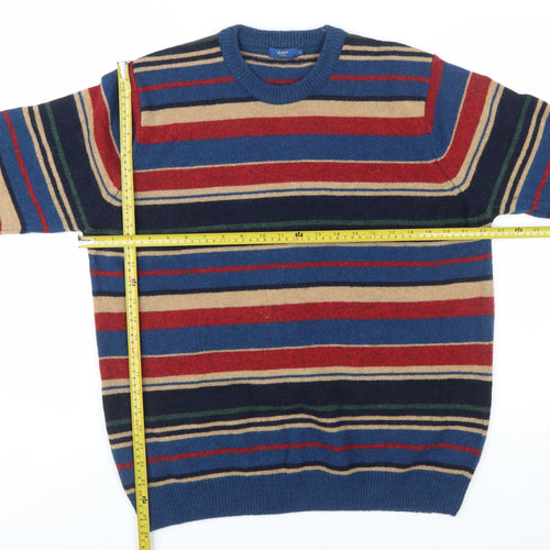 Cotton Traders Men's Multicoloured Striped Lambswool Jumper L