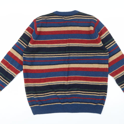 Cotton Traders Men's Multicoloured Striped Lambswool Jumper L
