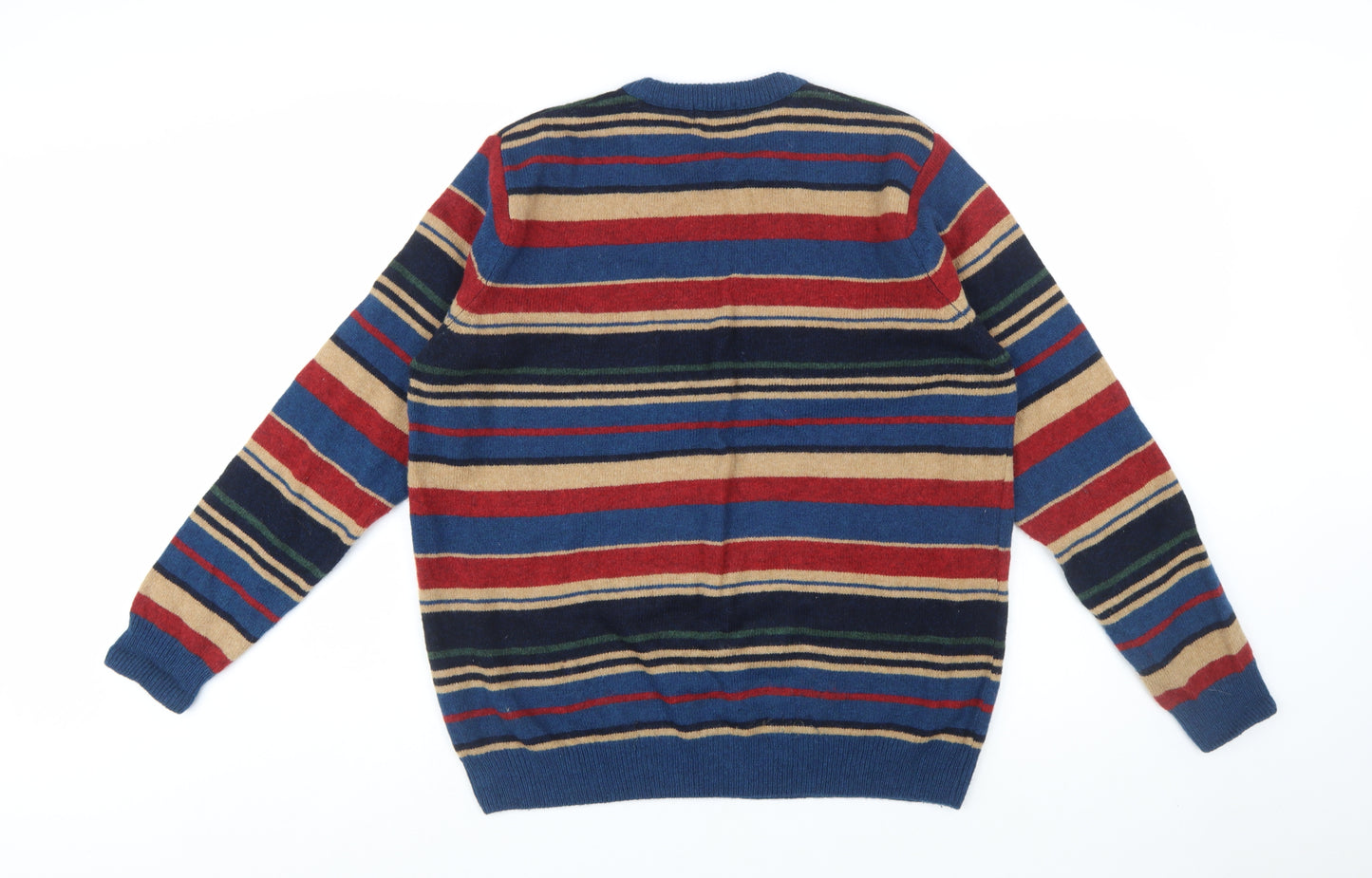 Cotton Traders Men's Multicoloured Striped Lambswool Jumper L