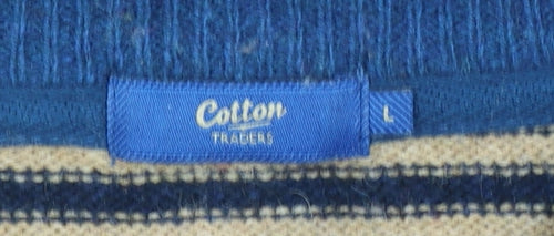 Cotton Traders Men's Multicoloured Striped Lambswool Jumper L