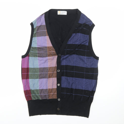 John Smedley Men's Multicoloured Cotton Check Vest L Classic Knit