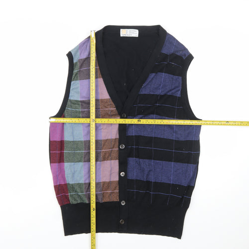 John Smedley Men's Multicoloured Cotton Check Vest L Classic Knit