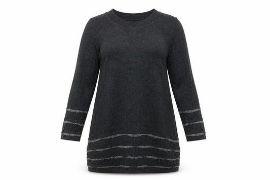 Front view of Marks & Spencer Per Una Women Grey Mix, size 10, Tunic Jumper