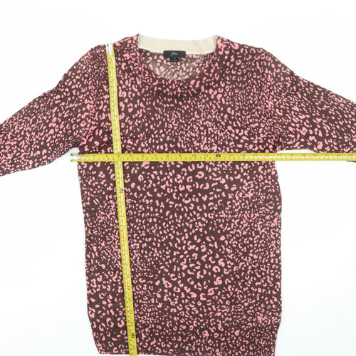 J.Crew Women's Brown Pink Animal Print Merino Wool Jumper Size M