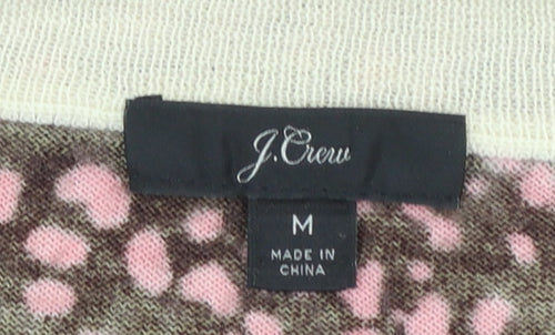J.Crew Women's Brown Pink Animal Print Merino Wool Jumper Size M