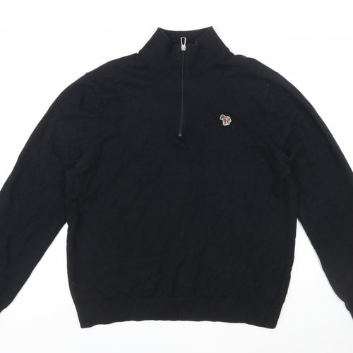 Paul Smith Men’s Black 2XL 1/2 Zip Cotton Knit Jumper