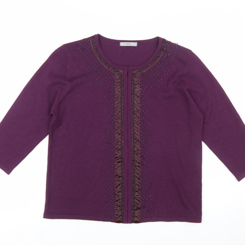 Marks and Spencer Women's Deep Purple Beaded Cardigan UK 16