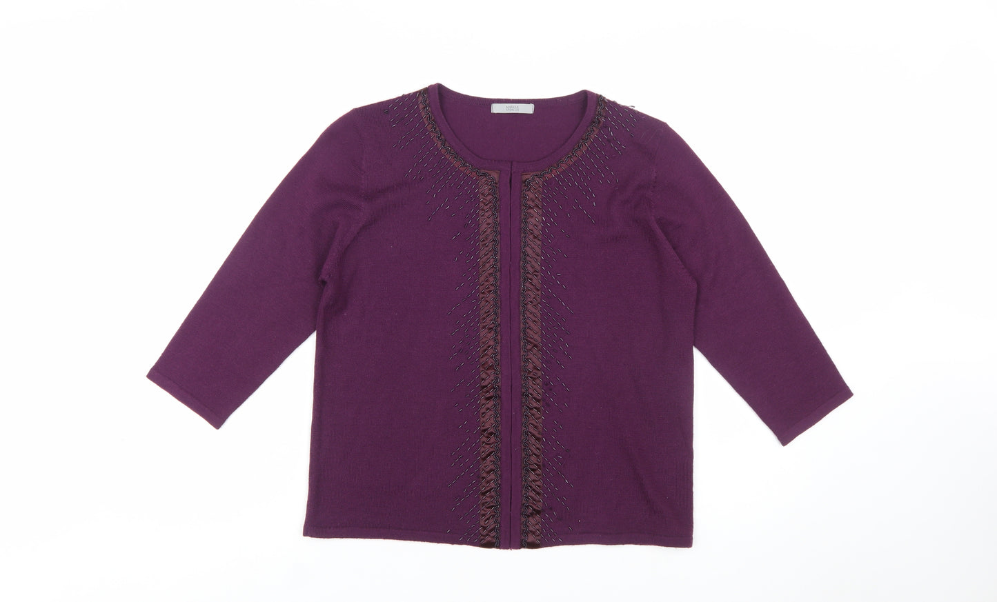 Marks and Spencer Women's Deep Purple Beaded Cardigan UK 16