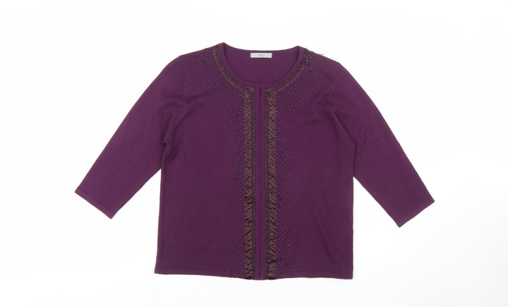 Marks and Spencer Women's Deep Purple Beaded Cardigan UK 16