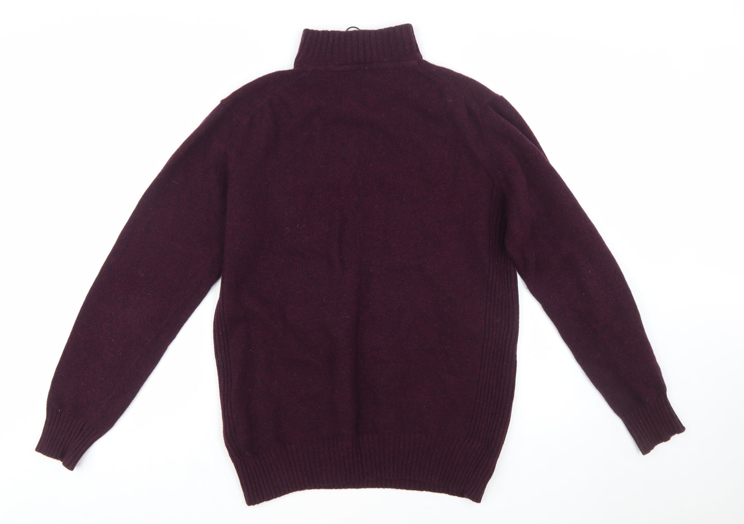 Barbour Men's Purple Wool 1/4 Zip High Neck Jumper M