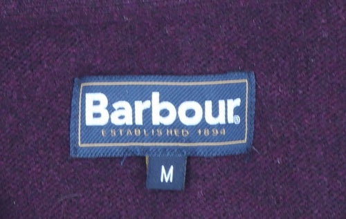 Barbour Men's Purple Wool 1/4 Zip High Neck Jumper M