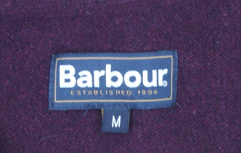 Barbour Men's Purple Wool 1/4 Zip High Neck Jumper M