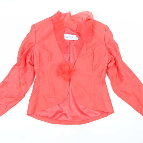 Presen Women Pink Linen Blend Tailored Shawl Collar Jacket Size 10
