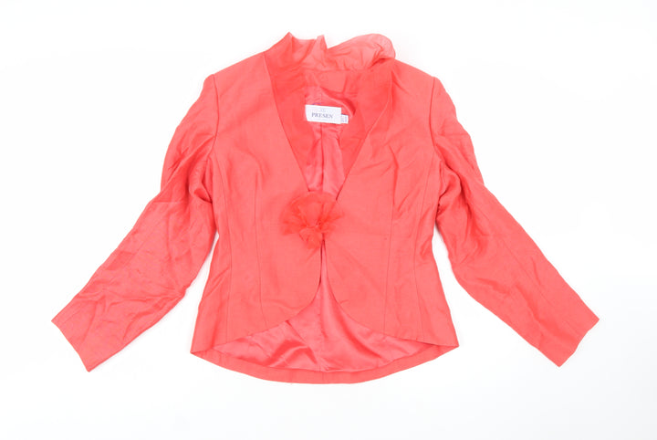 Presen Women Pink Linen Blend Tailored Shawl Collar Jacket Size 10