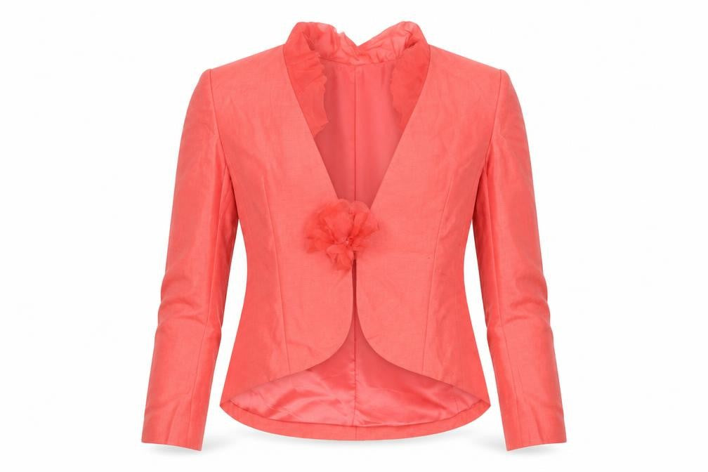 Presen Women Pink Linen Blend Tailored Shawl Collar Jacket Size 10