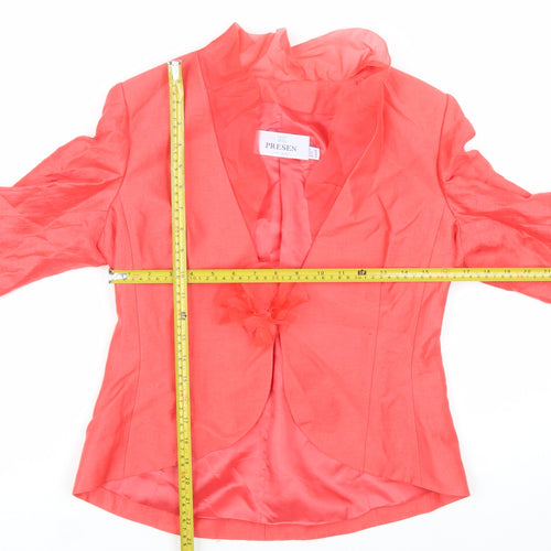 Presen Women Pink Linen Blend Tailored Shawl Collar Jacket Size 10