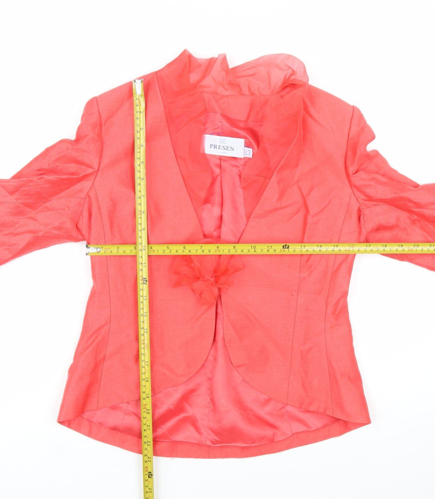 Presen Women Pink Linen Blend Tailored Shawl Collar Jacket Size 10