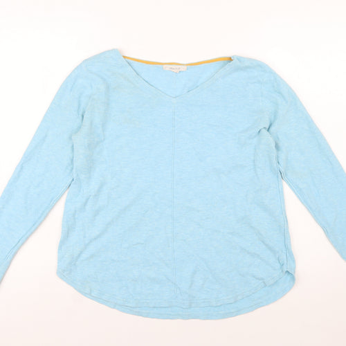 White Stuff Women's Blue Cotton V-Neck Jumper Size 12
