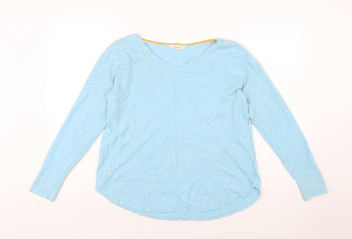 White Stuff Women's Blue Cotton V-Neck Jumper Size 12