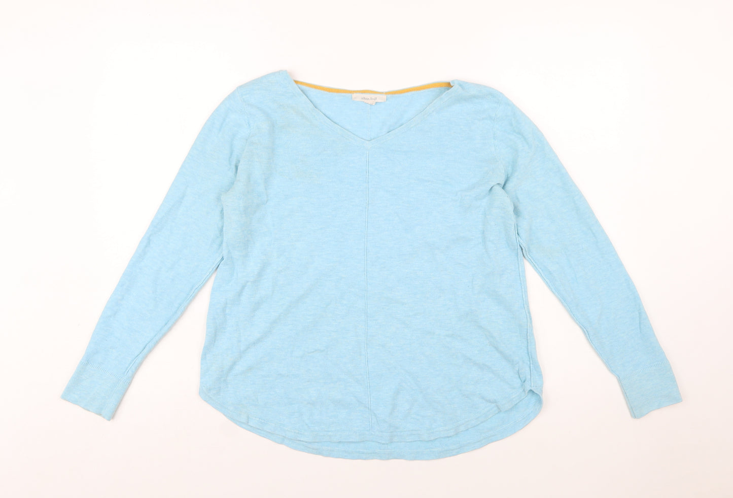 White Stuff Women's Blue Cotton V-Neck Jumper Size 12