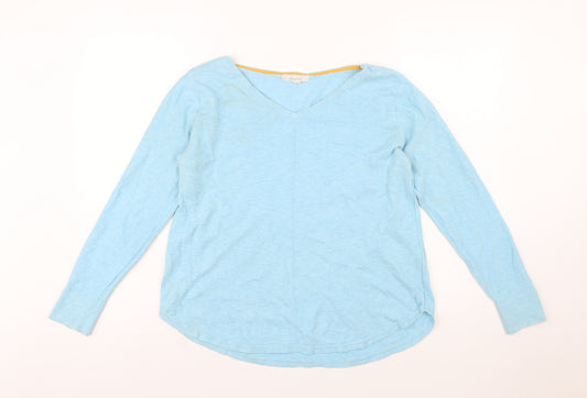White Stuff Women's Blue Cotton V-Neck Jumper Size 12