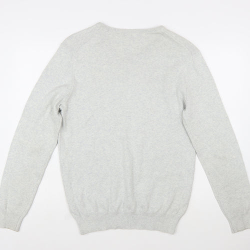Crew Clothing Company Men’s Grey V-Neck Cotton Cashmere Jumper L