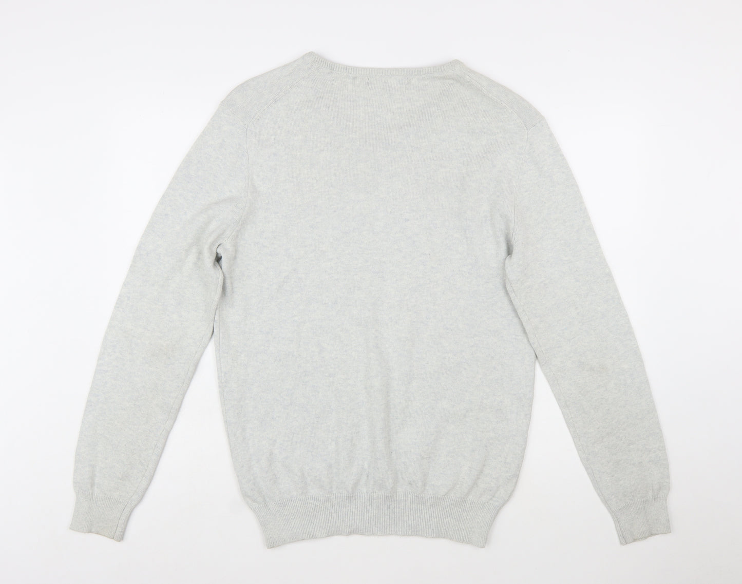 Crew Clothing Company Men’s Grey V-Neck Cotton Cashmere Jumper L