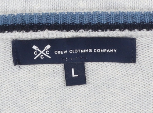 Crew Clothing Company Men’s Grey V-Neck Cotton Cashmere Jumper L