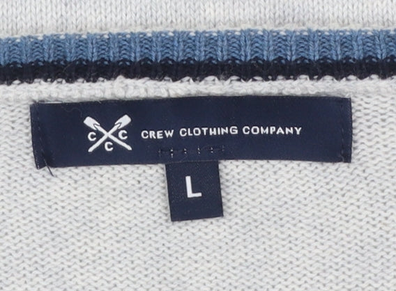 Crew Clothing Company Men’s Grey V-Neck Cotton Cashmere Jumper L