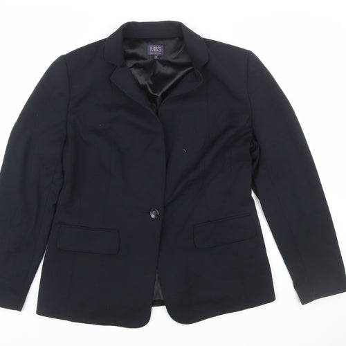 Marks and Spencer Women Black Size 14 Classic Single-Breasted Blazer