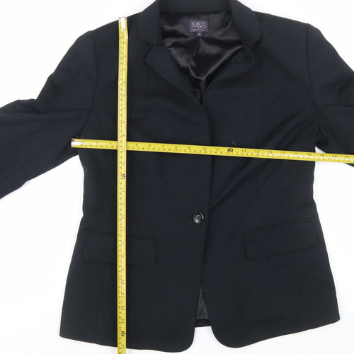 Marks and Spencer Women Black Size 14 Classic Single-Breasted Blazer