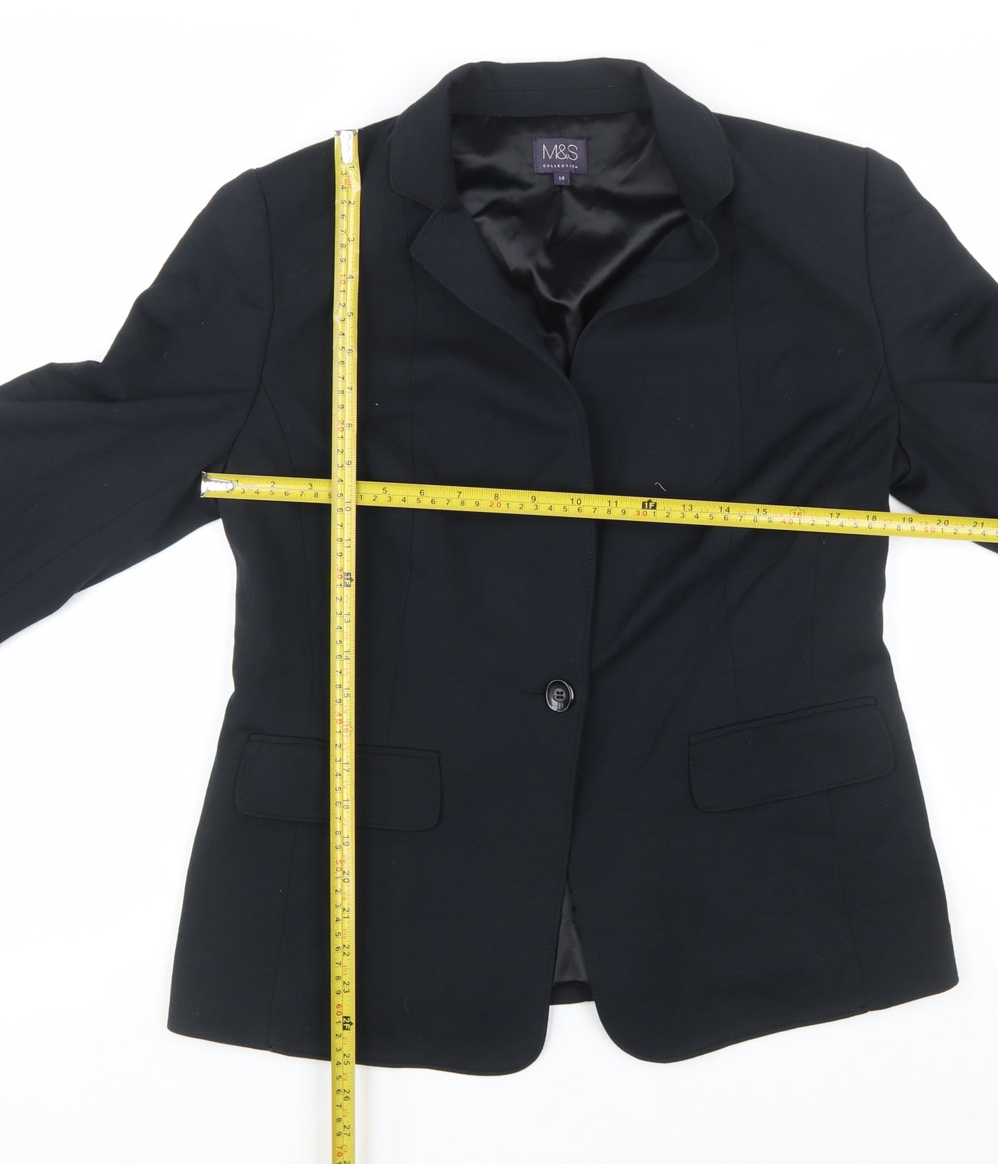 Marks and Spencer Women Black Size 14 Classic Single-Breasted Blazer