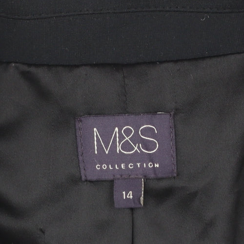 Marks and Spencer Women Black Size 14 Classic Single-Breasted Blazer