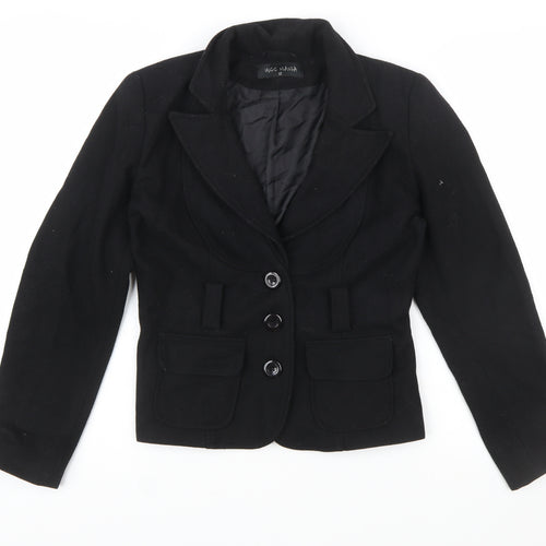 Miss Mania Women's Black Wool Blend Blazer Jacket Size 12