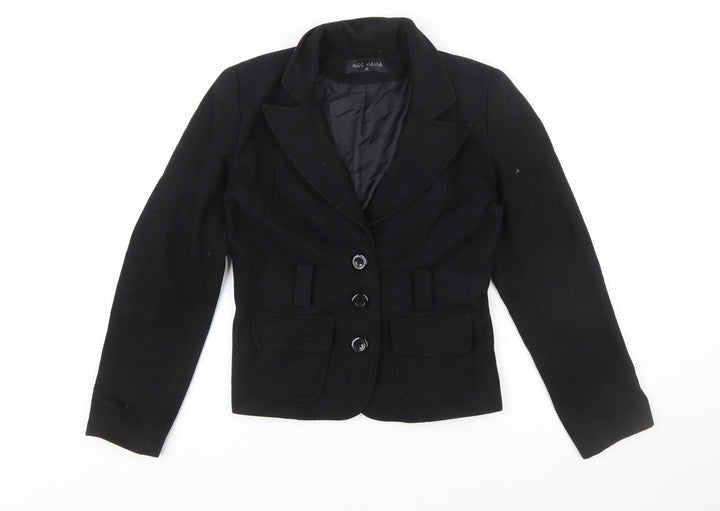 Miss Mania Women's Black Wool Blend Blazer Jacket Size 12