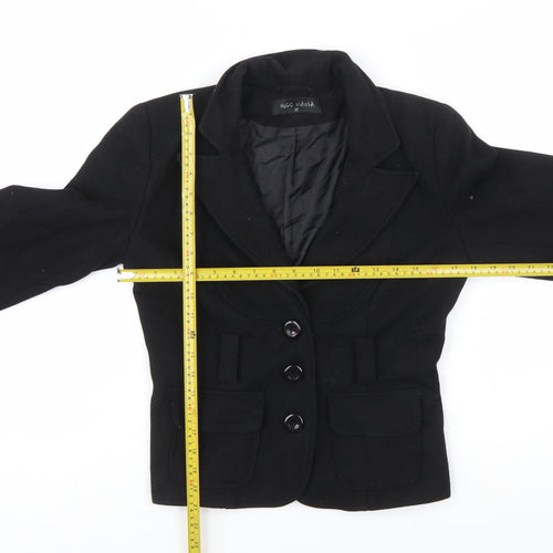 Miss Mania Women's Black Wool Blend Blazer Jacket Size 12