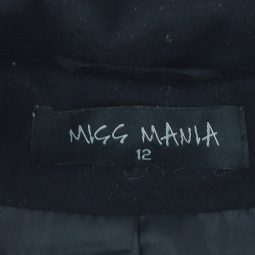 Miss Mania Women's Black Wool Blend Blazer Jacket Size 12
