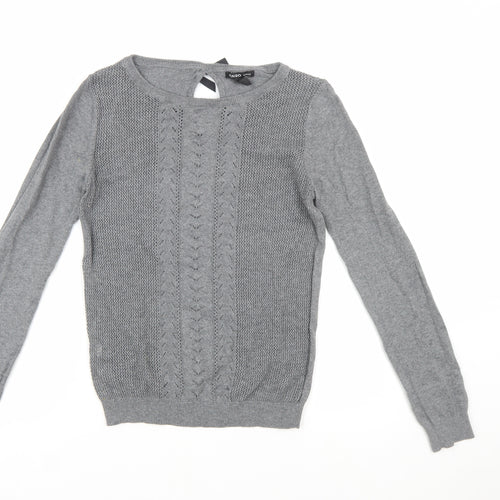 Mango Women’s Grey Cable-Knit Crew Neck Long Sleeve Jumper Size 8