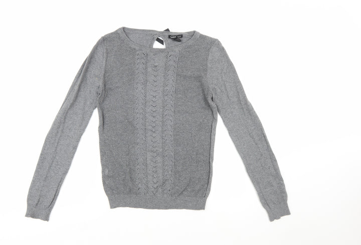 Mango Women’s Grey Cable-Knit Crew Neck Long Sleeve Jumper Size 8